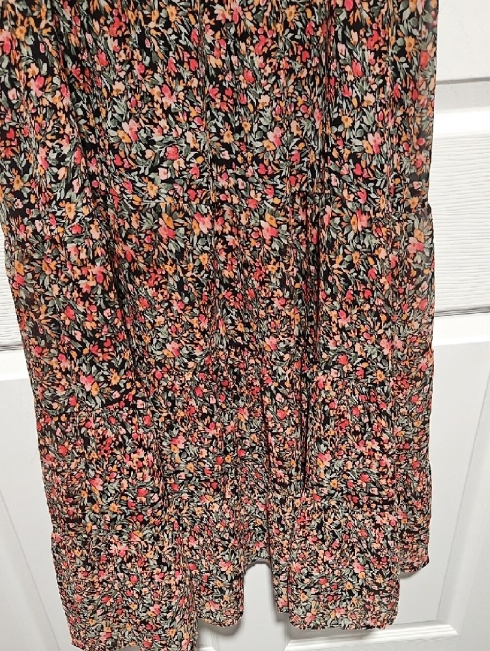 Steve Madden Black Floral Maxi Dress with Pink and Green Accents - Picture 5 of 6